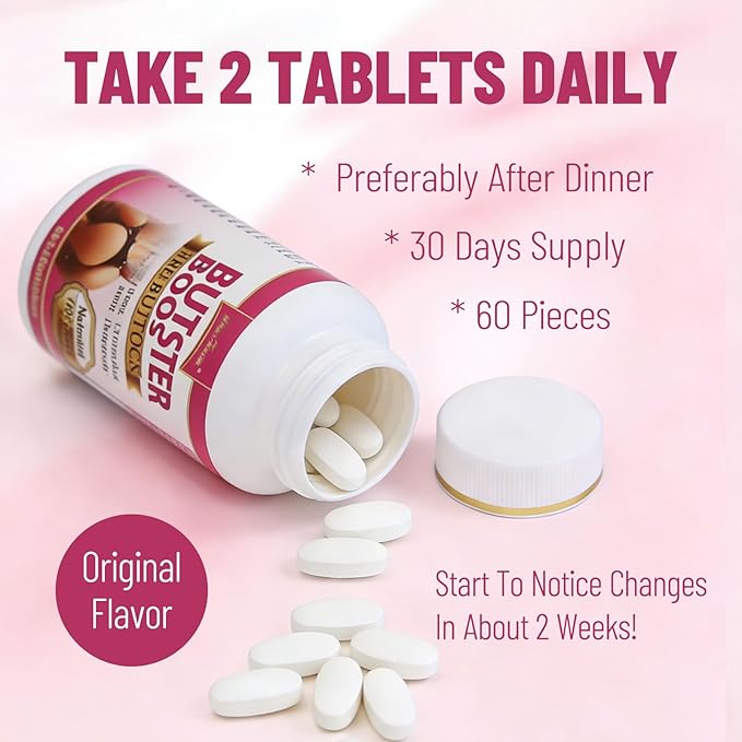 Butt Booster Pills Mention Buttocks Herbal Supplements Plump Hips Enhancement Firming and Seductive 60 Tablets