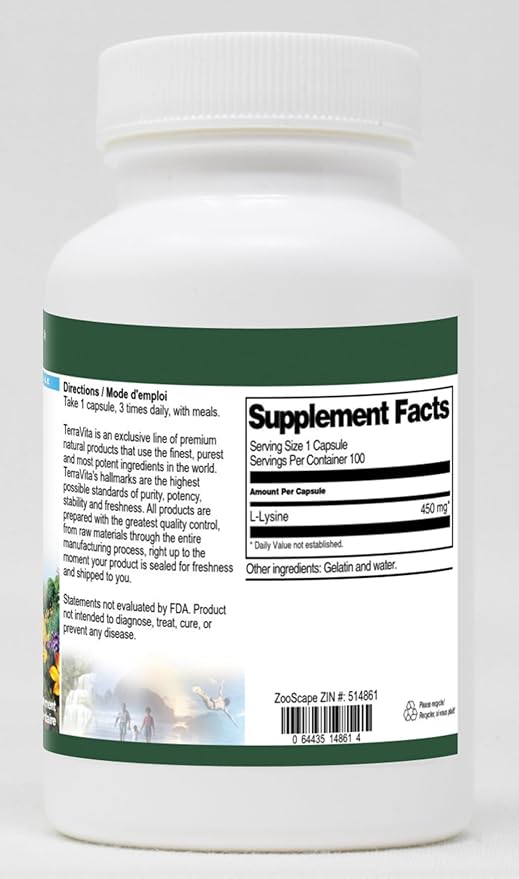 L-Lysine - 450 mg (100 Capsules ZIN: 514861) - 3 Pack