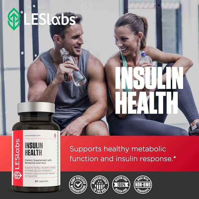 LES Labs Insulin Health – Metabolic Health and Support Lipid &amp Carbohydrate Metabolism – Berberine Chromium Olive Leaf Alpha Lipoic Acid &amp Vanadium – Non-GMO Supplement – 60 Capsules