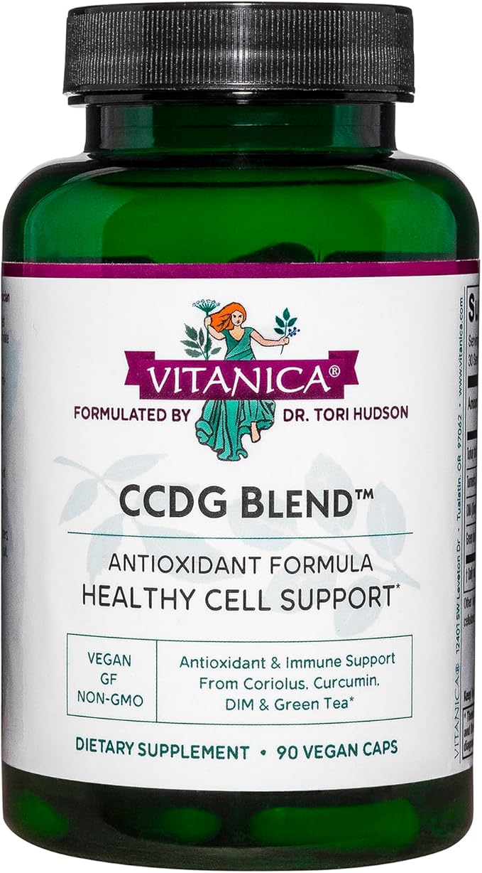 Vitanica CCDG Blend - Immune Support Supplement with Green Tea &amp Turmeric - DIM Supplement with Turkey Tail Mushroom - Dietary Supplement for Antioxidant &amp Cellular Support - Vegan - 90 Capsul