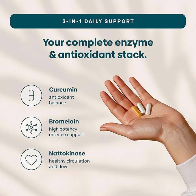 Stay-Well Naturals Spike Protein Supplement | Nattokinase 2000 FU 100mg Bromelain 500mg Curcumin 500 mg 60 Day Supply | Full Protocol of Nattokinase Bromelain Curcumin (3 Bottle Set)