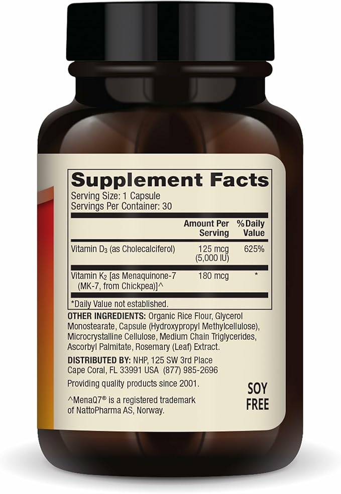 Dr. Mercola Vitamins D3 &amp K2 - Supports Immune Brain Cardiovascular Respiratory &amp Bone Health - GMO-Free Gluten-Free &amp Soy-Free - 30 Capsules (30 Servings)