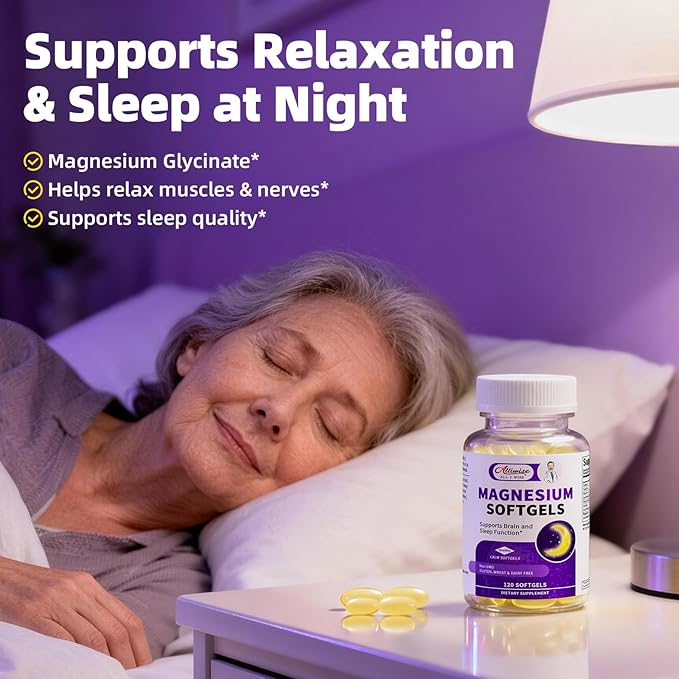 2 Pack High Absorption Magnesium Glycinate 400mg Softgels Supplement Magnesium with Calcium - Highly Bioavailable - with Vitamin D3 &amp K2 for Sleep Mood Brain Support