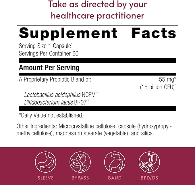 Bariatric Advantage FloraVantage Balance Capsules - Probiotic Supplement for Bariatric Surgery Patients - Healthy Immune Support* with Proprietary Strain Blend - 60 Count