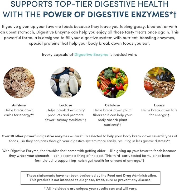 Nucific Digestive Enzyme Supplement to Support Digestion and Nutrient Bioavailability 90 Count