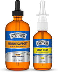 Sovereign Silver Immune Support + Natural Nasal Spray Bundle Colloidal Silver Bio-Active Hydrosol 10 PPM 8 Fl Oz Immune Support with Liquid Dropper &amp 2 Fl Oz Sinus Care Combo Pack