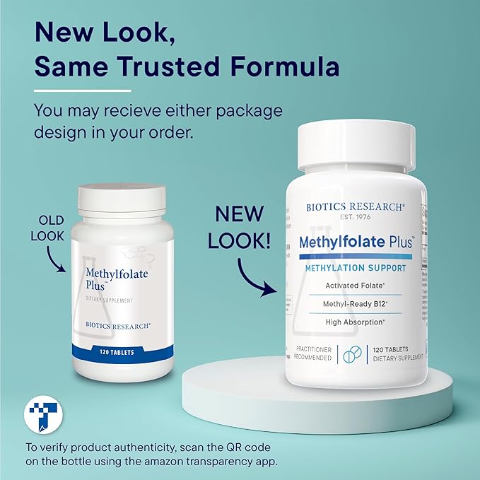 Biotics Research METHYLFOLATE Plus™ Methylfolate Bioactive Folate + B12 Supports Cardiovascular Health Fetal Development Nerve Health Methylation Support Homocysteine Levels. 120 Tablets