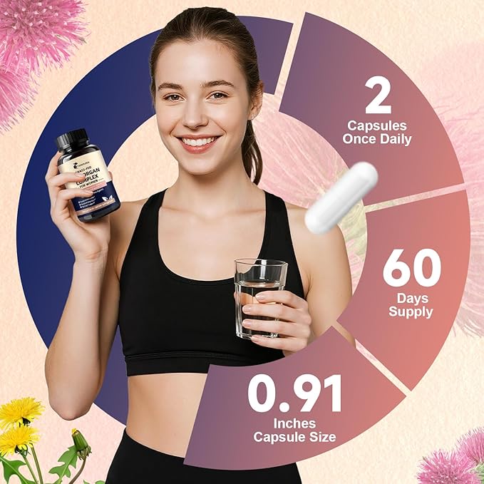 Female-Optimized Beef Organ Complex Superfood Supplement Beef Liver Kidney Heart Uterus &amp 6 More Balance Hormones Energy &amp Women's Overall Wellness with Milk Thistle Zinc Grass-Fed 6