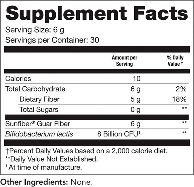 Tomorrow's Nutrition Sunfiber GI Prebiotic Fiber &amp Probiotics 5g Prebiotic Fiber &amp 8 Billion Probiotics Per Serving Low FODMAP 30-Day Supply 30 Day