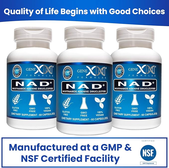 Genex Formulas NAD+ 250mg Serving 60 Capsules Nicotinamide Adenine Dinucleotide (Actual NAD+ Not a Precursor) (1)