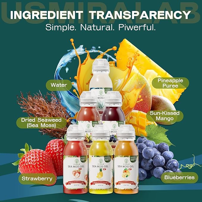 Wildcrafted Sea Moss Gel for Purists： 6-Flavor Ritual Set (36oz) with Antioxidant Ocean Minerals | Pure Superfood Base Vegan