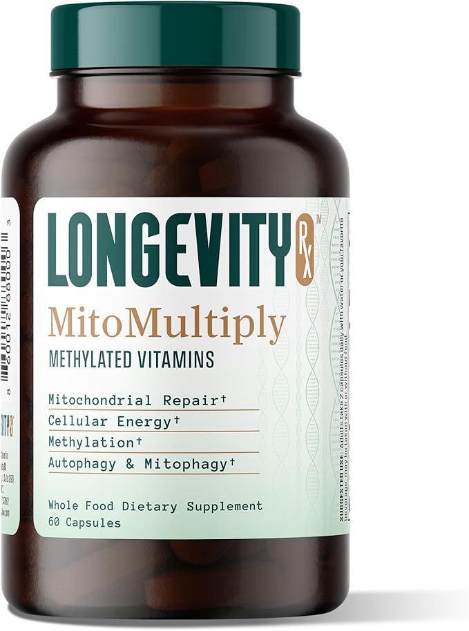 MitoMultiply – Mitochondrial Support with Glutathione SOD Catalase NADH Bacillus Subtilis – Boosts Cellular Energy Absorption Bioavailability – 60 Capsules