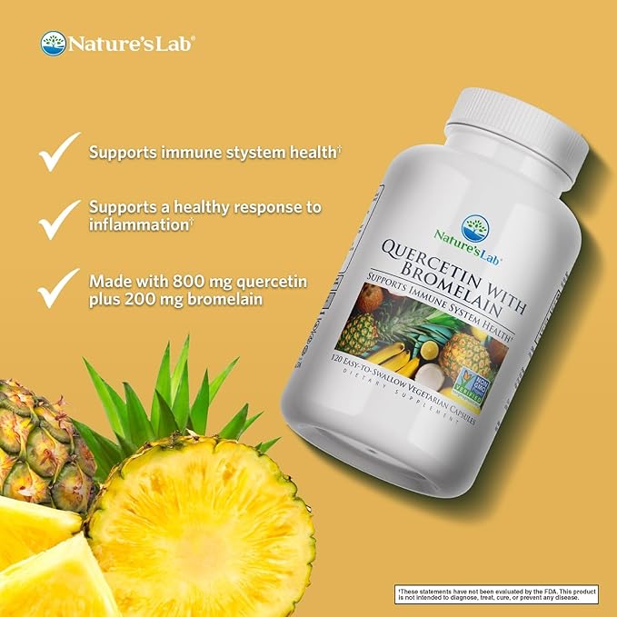 Nature's Lab Quercetin Bromelain - Non GMO Gluten Free - 120 Capsules