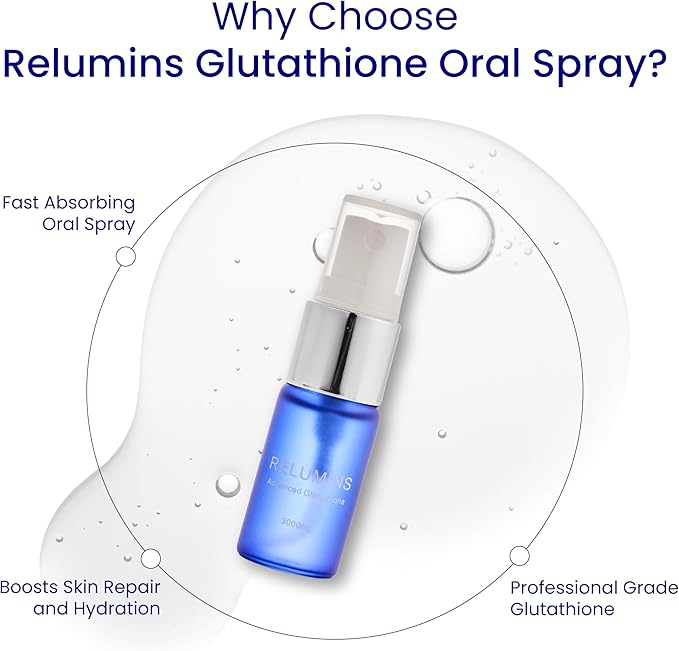 Relumins Highest Dose Sublingual Glutathione Oral Spray - New Advanced Formula 6000mg Plus Zinc - Professional Formula for Skin Brain and Immune Health Made in USA (3000mg x 2 Bottles)