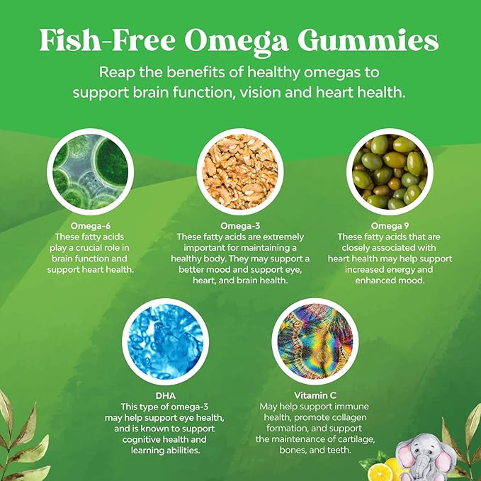 Bundle of Kids DHA Omega 3 Gummies with Vegetarian 6 9 for Vision Brain &amp Immunity and Chewable Vitamin D Gummies for Kids - 1000 IU Per Serving Vitamins - Immune Support Muscle Teeth &amp Bone H