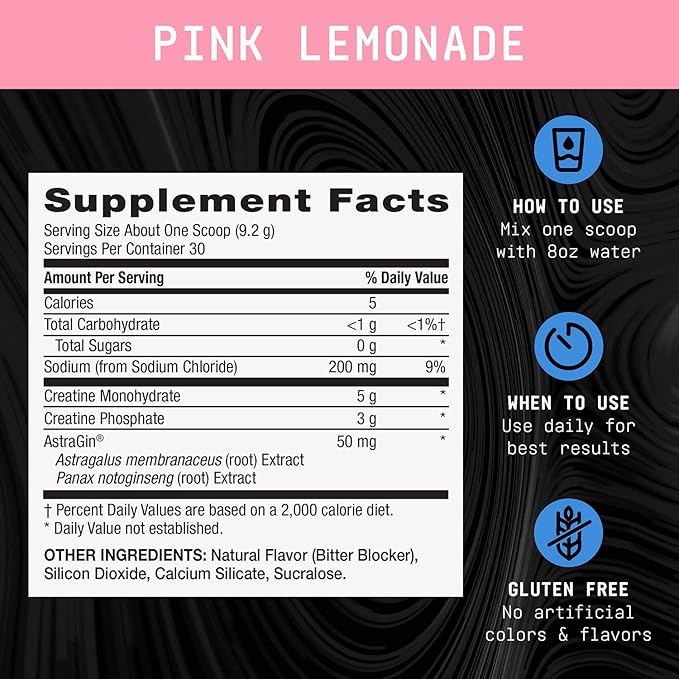 BEYOND RAW Creatine Monophate - Pink Lemonade (30 Servings)