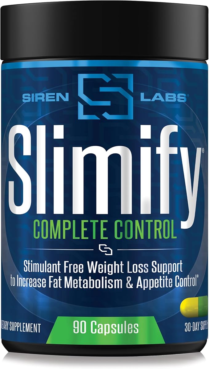 SLIMIFY Complete Control Stimulant-Free Weight Loss Supplement - Supports Metabolism Appetite Control &amp Energy Boosting Appetite Suppressant Belly Fat Burner - 60 Capsules
