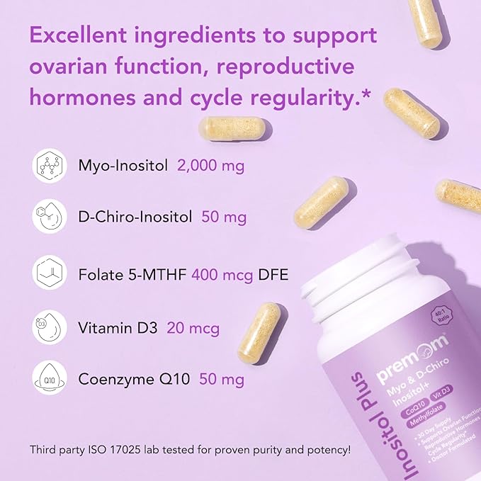 Premom Male Sperm Fortify Capsules - Male Fertility Supplements for Men Inositol Plus Bundle – Fertility Support for Women – 120 Count