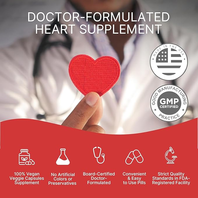 Heart Rhythm Support Supplement | Doctor-Developed | CoQ10 Magnesium &amp Vitamin C | Supports Normal Heartbeat &amp Cardiovascular Health | Vegan Non-GMO | Made in USA | 60 Capsules – 30 Day Supp