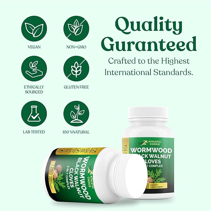 Wormwood Black Walnut Clove Complex 3-in-1 Formula with Sweet Wormwood Extract 120 Veggie Capsules Non-GMO &amp Gluten-Free Herbal Supplement for Adults