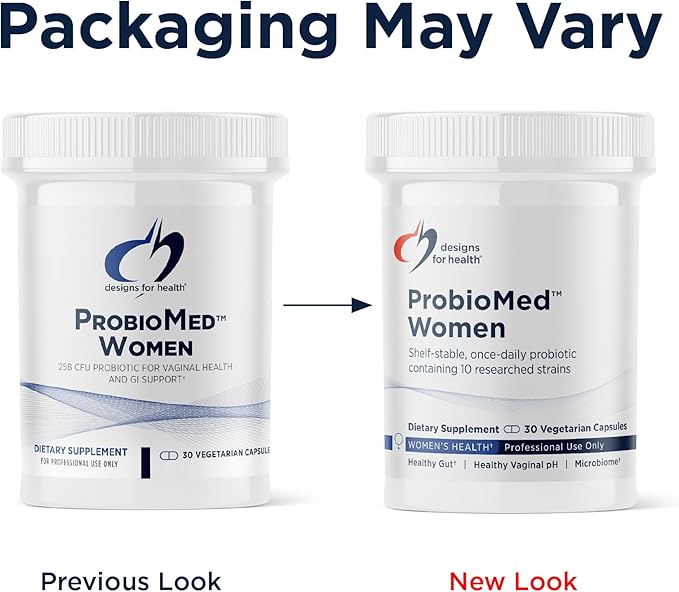 Designs for Health ProbioMed Women - Vaginal Probiotics to Support pH Balance Vaginal Comfort Immune Health &amp Gut Health for Women - Dairy-Free Probiotic (30 Capsules)