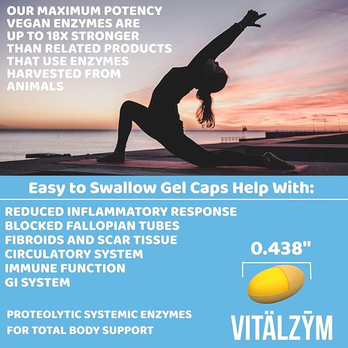 VITÄLZYM Proteolytic Systemic Enzymes Liquid Gel Capsules with Serrapeptase Immune and Joint Support Natural Ache Relief Plus Fertility Supplement 360 Capsules