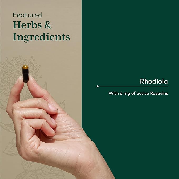 GAIA HERBS PRO Rhodiola - Energy Support Supplement - Adaptogen Support Supplement with Rhodiola Root Extract - Vegan Gluten-Free Soy-Free - 60 Phyto-Caps (30 Servings)