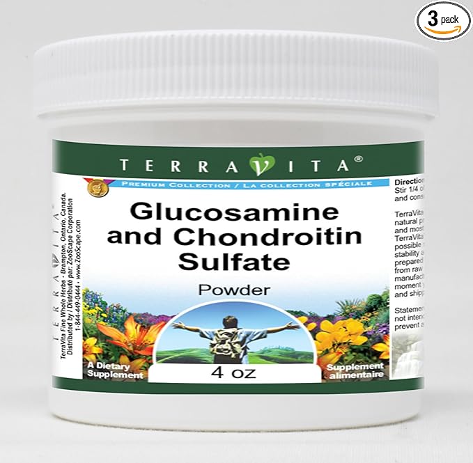 Terravita Glucosamine and Chondroitin Sulfate Powder (4 oz ZIN: 512046) - 3 Pack