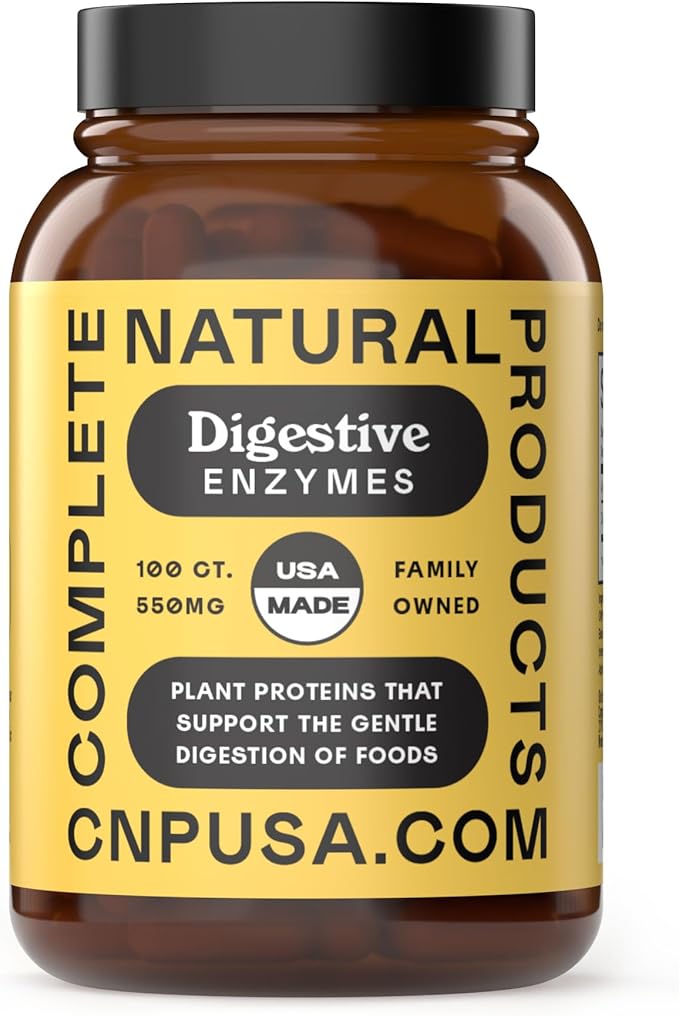Complete Natural Products Digestive Enzyme Capsules 550mg 100ct | Plant-Based Formula Organic Capsule Shell Supports Digestive Balance &amp Nutrient Absorption