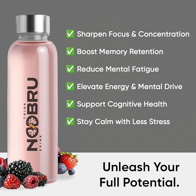 Noobru™ Pro - Brain &amp Nootropic Supplement for Cognitive Performance Mental Clarity and Focus - Precision-Formulated Drink with 17 Research-Backed Ingredients - 20 Servings