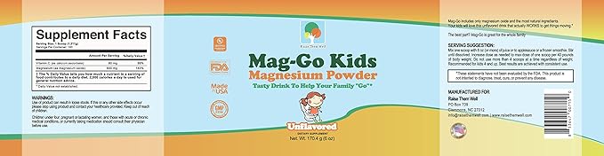 Raise Them Well Mag-Go Kids Magnesium Powder | Constipation Relief (Unflavored) | 140 Servings per Tub