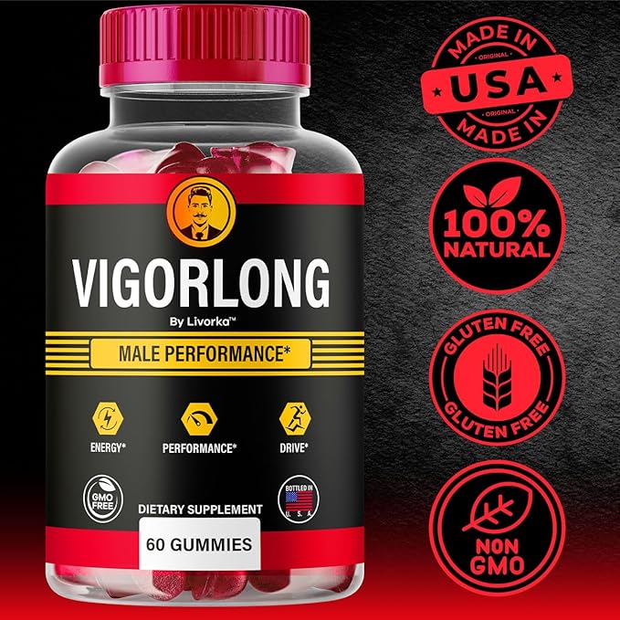 Vigorlong Gummies - Official VigorLongGummies for Men Premium Natural Support Vigorlong Gummy Maximum Energy Advanced Support Formula for Overall Health &amp Wellness 60 Gummies for 1 Month