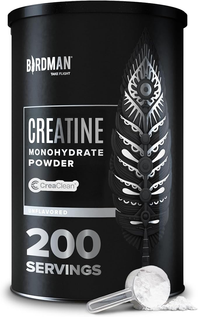 BIRDMAN Micronized Creatine Monohydrate Powder Muscle Recovery Caffeine Free Creatine Pre Workout Vegan Post Workout Gluten Free Sugar Free | 200 Servings (5 Grams Each) | 2.2lb.