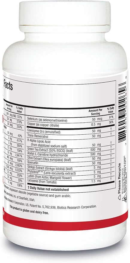 Biotics Research VasculoSirt®– Formulated with The Assistance of Mark Houston MD Cardiovascular and Healthy Support for Healthy Blood Flow Support CoQ10 Resveratrol ALA Ginkgo- 150 Capsules