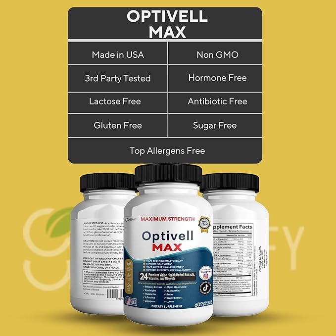 Optivell MAX Eye Health Supplement 24 Premium Vision Vitamins &amp Minerals 60 Capsules 30 Day Supply (2)