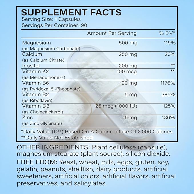 Magnesium Carbonate 500mg 90 Capsules | High Absorption Magnesium Supplement for Muscle Nerve &amp Digestive Support | Promotes Metabolism &amp Overall Health | Vegan Non-GMO Gluten Free (01)