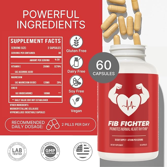 Heart Rhythm Support Supplement | Doctor-Developed | CoQ10 Magnesium &amp Vitamin C | Supports Normal Heartbeat &amp Cardiovascular Health | Vegan Non-GMO | Made in USA | 60 Capsules – 30 Day Supp