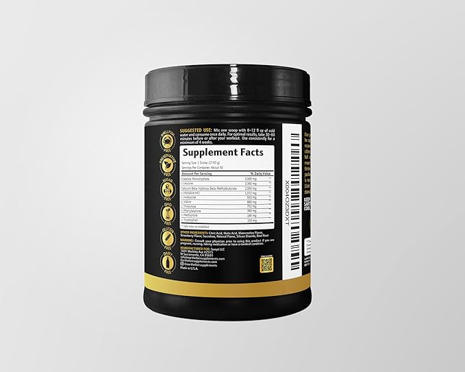 Creatine HMB Supplements for Men and Women w/Essential Amino Acids | EAA &amp BCAA Powder Mix | Creatine Monohydrate Powder and HMB | EAAS &amp BCAAS | Made in USA &amp 3rd Party Tested