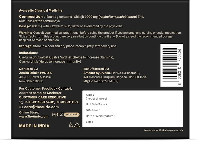 Auric Lab Certified High Altitude Shilajit/Shilajeet Resin 30g | 75% Fulvic Acid + Humic Acid |80+ Trace Minerals Real Brass Spoon and Shilajit Rock with Every Order