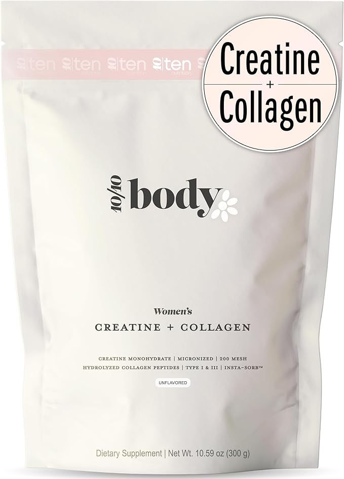 New - Creatine + Collagen for Women – Supports Lean Muscle Growth &amp Development Booty Gain Energy &amp Recovery – 5g Creatine Monohydrate Plus 5000mg Collagen Peptides Combo – Unflavored 30 Se