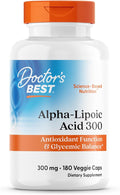 Doctor's Best Alpha Lipoic Acid Supplement 300mg - Alpha-Lipoic Acid Caps for Men &amp Women ALA Antioxidant Support for Nerve Health Aids in Cellular Function Non GMO Gluten Free - 180 Veg Capsu