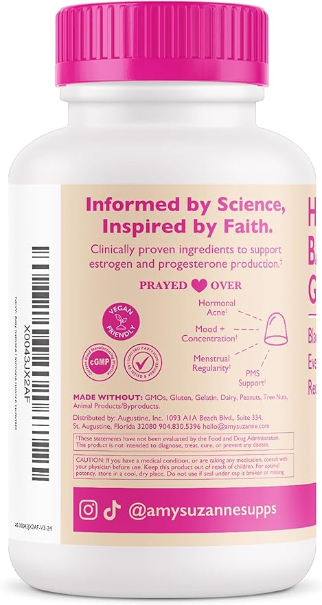 Amy Suzanne Hormone Balance Gummies for Women - Hormone Harmony for Mood Energy Bloating - Hormonal PMS Perimenopause &amp Menopause Support - Red Raspberry Leaf &amp Black Cohosh - 60 Gummy Supp