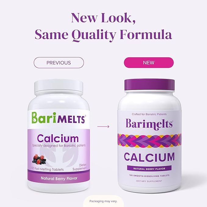 BariMelts Calcium Citrate with Vitamin D3 &amp Magnesium 120 Smooth-Dissolving Tablets (1-Month Supply) Bariatric Calcium Supplements for Women Natural Berry Flavor