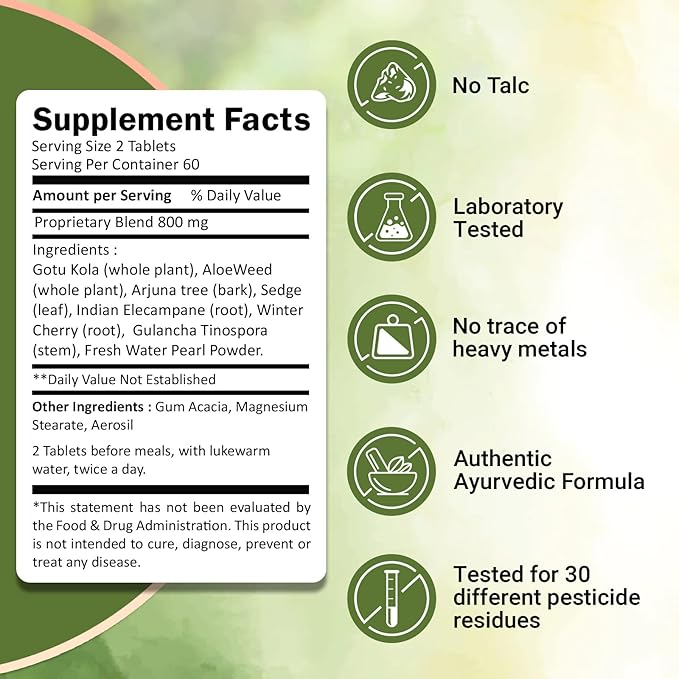 Ivy's Mukta Vati Herbal Tablets - Ayurvedic Formula for Heart Health