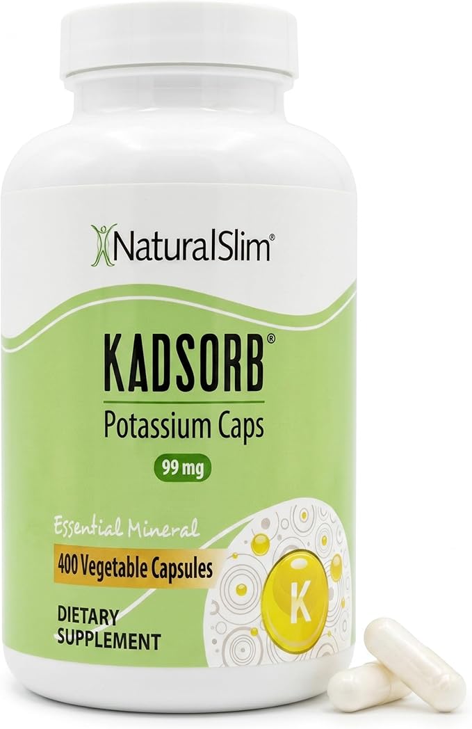 NaturalSlim Natural Potassium Citrate Gluconate 99 mg - Kadsorb Supports Electrolyte Balance &amp Normal pH - Absorbable Potassium Supplements with Essential Minerals - Non GMO 400 Capsules 1 Pack