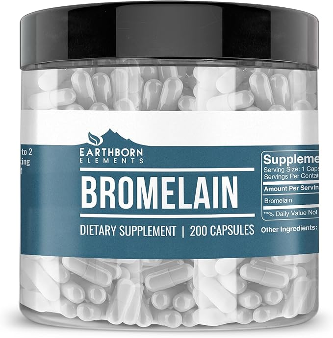 Earthborn Elements Bromelain 200 Capsules Pure &amp Undiluted No Additives