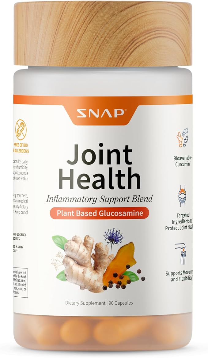 Snap Supplements Joint Health Support Supplement Plant Based Glucosamine &amp MSM Supplement Joint Supplement to Support Movement Flexibility and Strength Joint Support Supplement 90 Capsules