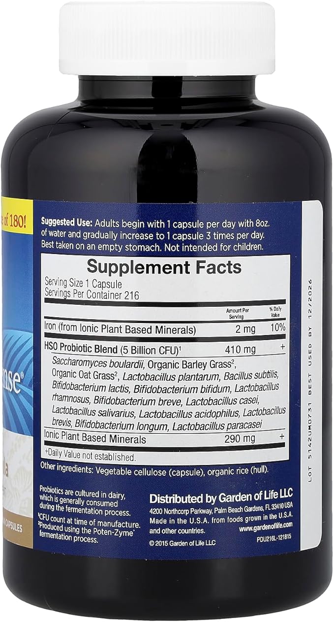 Garden of Life Probiotics for Digestive Health and Gut Health Balance Primal Defense Ultra Ultimate Formula 15 Billion CFU and 13 Strains Plus HSOs Vegetarian and Gluten Free 216 Capsules