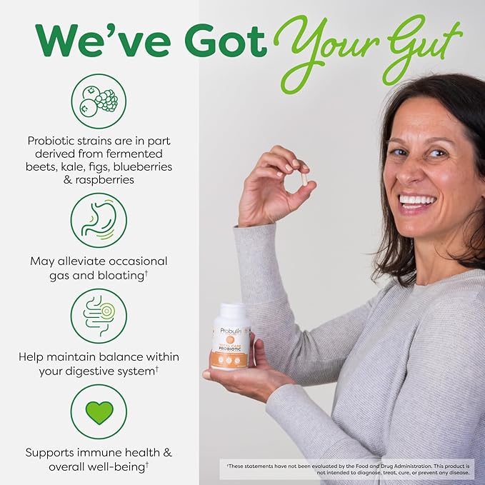 Probulin Total Care Probiotic Supplement Daily Gut Digestive and Immune Health Probiotics Capsules for Men and Women 20 Billion CFU Vegan 60 Count Bottle