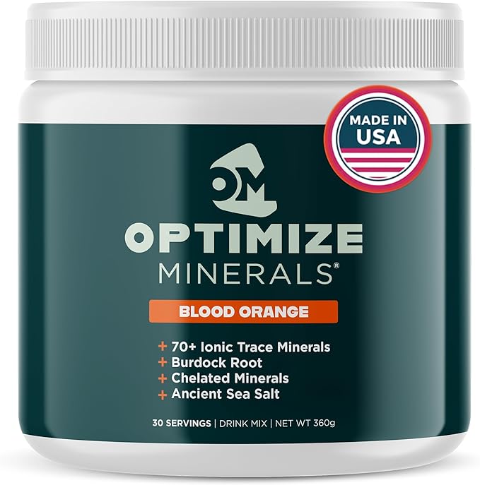 Optimize Minerals Multi Mineral - New Look Same Daily Formula - Magnesium Electrolytes &amp Trace Mineral Supplement Powder - Gluten Free Vitamins Drink for Optimal Wellness - Blood Orange 30 Servi